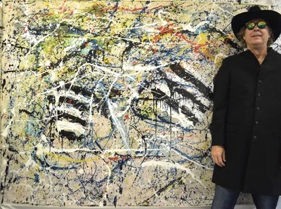 Pintura profesional estilo Pollock/Richter 84”X62” (7 pies) abstracta moderna XL Foto 1 de 4