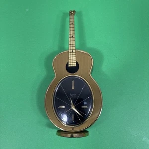 VTG Swiza 7 Jewels Mid Century Guitar Desk Clock As is Parts Only Rare - Picture 1 of 9