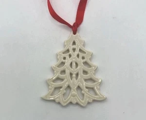 Vintage Lenox durchbohrt Weihnachtsbaum Anhänger Charm Ornament Elfenbein Porzellan - Bild 1 von 5