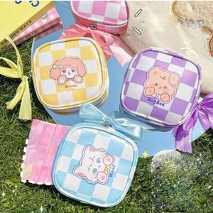 Cloth Rabbit Menstrual Bag Lattice Cartoon Storage Bag Female - Picture 1 of 13