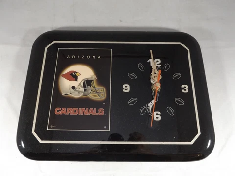 Arizona Cardinals Football Helmet Wall Clock 11" x 8" Black Lacquer Wood W/ Box Cover