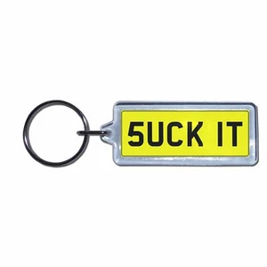 SUCK IT - UK Number Plate Key Ring | Choose Medallion / Plastic / Metal - Picture 1 of 8