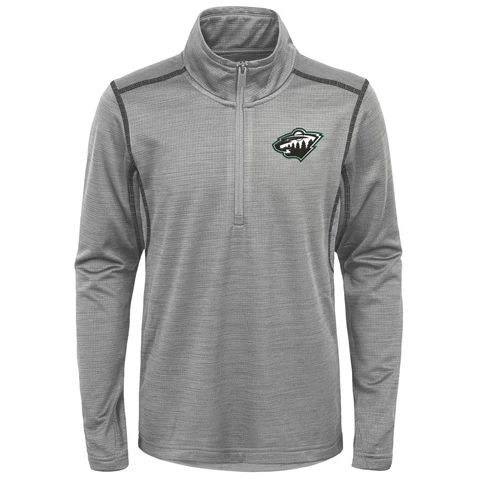 Outerstuff Minnesota Wild NHL Boys Youth (8-20) 1/4 Zip Pullover Sweater, Grey Cover