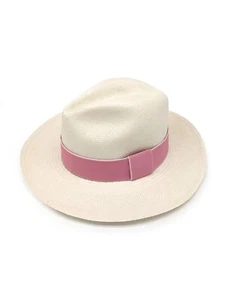 Sombrero Panamá Rodante Genuino Igual Tierra Auténtica Calidad con Banda Rosa - Blanco - Imagen 1 de 12