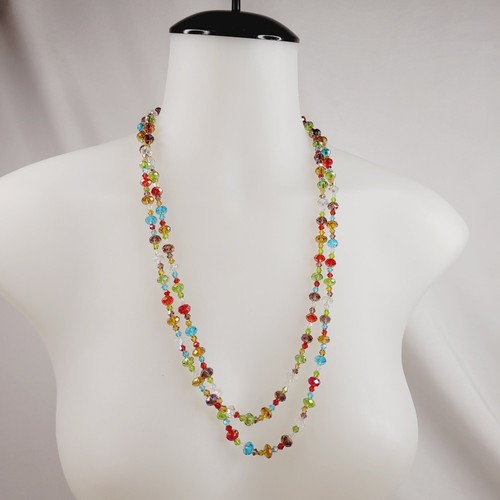 VETEMENTS Collana infinito multicolore AB strass perline gioielli moda acrilico scintillante