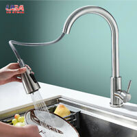 HSK Kitchen Faucet Sink Pull Down Sprayer Brushed Nickel Mixer Tap Swivel Spout