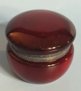 Dark Red Colored Hand Carved GENUINE ALABASTER Trinket Box ITALY Hinged - Picture 1 of 13