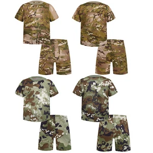 Kids Boys Military Suits Exercise Tracksuit Casual Wear Sport Set Summer Gym - Picture 1 of 32