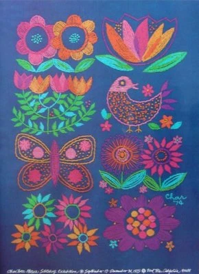Vintage 1975 Charlotte Patera Stitchery Poster / Print @ Nut Tree Vacaville CA