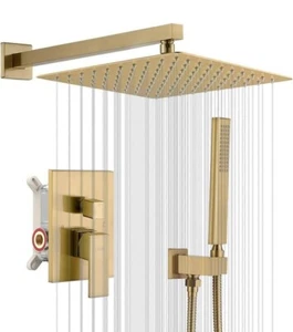 Iriber Champagner Bronze Regenduschsystem, 12" Quadratischer Duschkopf & Handbrause - Bild 1 von 6