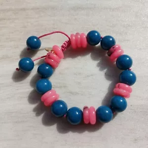 Bracciale Lola Rose Nikki And Me Perline Blu Rosa Dichiarazione Gemme Regolabile - Foto 1 di 18
