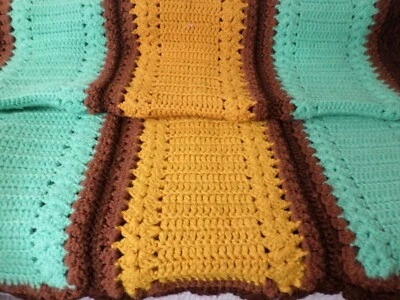 Handmade Crochet Afghan Throw Blanket Retro Colors Brown, Orange, Green 32 X 64 - Image 1 of 4