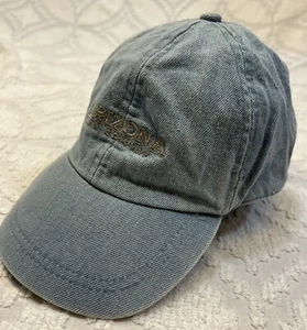 Berretto denim vintage anni 80 Arizona Jean Co logo metallizzato elastico dietro con coda di cavallo scrunchy - Foto 1 di 8