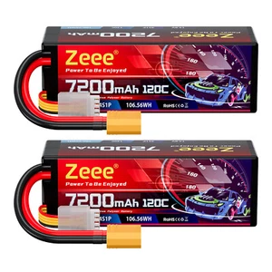 2x Zeee 4S Lipo Akku 14.8V 7200mAh 120C XT90 HardCase für RC Auto Truck Losi UAV - Bild 1 von 8