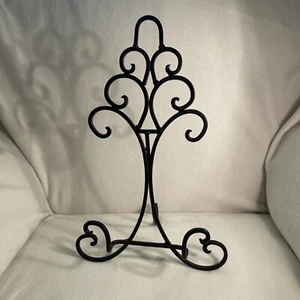 Black Metal Picture, Plate, Book Stand W/ Scroll Design - Picture 1 of 3