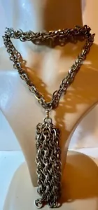 VINTAGE AUTHENTIC YSL YVES ST LAURENT DOUBLE CHAIN NECKLACE/BELT FREE SHIP - Picture 1 of 8