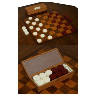 ANTIQUE FORTNUM & MASON BACKGAMMON SET IN ORIGINAL LEATHER CASE WITH DICE - Image 1 of 4