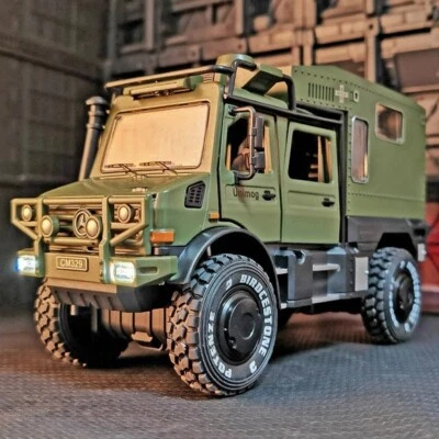 1/28 UNIMOG U4000 Autocaravana Aleación Cross-country Coche Modelo Todoterreno Vehículo Modelo Foto 1 de 4