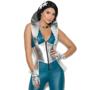 Space Girl Costume Jumpsuit High Collar Gloves Stars Metallic Galaxy 99081 Small - Bild 1 von 6