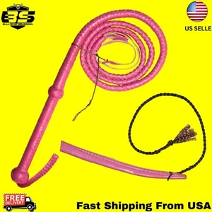 Indiana Jones Cow Leather BULLWHIP 06 Feet Long 12 Plait Weaving Bull Whip Pink - Picture 1 of 7