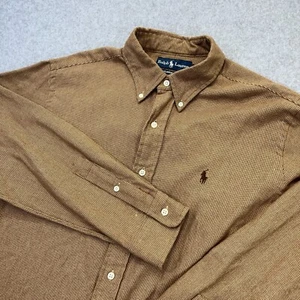 Ralph Lauren Flanell Herren Große L Braun Pony Classic Fit Hahnentritt Karo - Bild 1 von 8
