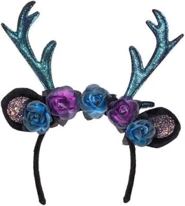 Dark Deer Tiara Antlers on Headband Fancy Dress Costume Accessory - Picture 1 of 1