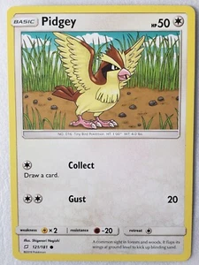 Pidgey 121/181 casi nuevo - Tarjeta Pokémon Team Up - Arte Shigenori Negishi - Imagen 1 de 3