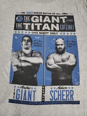 ANDRE THE GIANT vs ADAM SCHERR MATCH Exclusive XL Shirt PWC PRO WRESTLING CRATE - Image 1 of 3