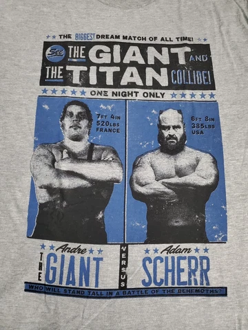 ANDRE THE GIANT vs ADAM SCHERR MATCH Exclusive XL Shirt PWC PRO WRESTLING CRATE Cover