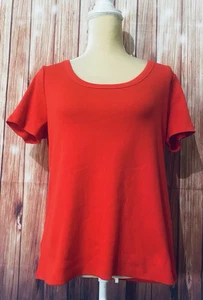 Damen 1X Petite Bluse Talbots Rot Kurzarm U-Ausschnitt Weich Strick Stretch - Bild 1 von 11