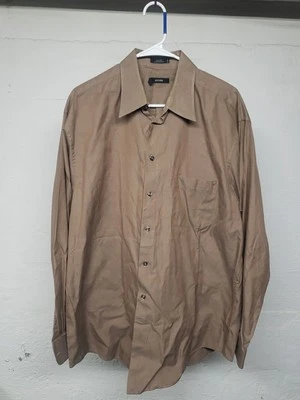 Camisa de vestir Alfani Pinpoint para hombre manga larga con botones XL 17 34 35 tostada  Foto 1 de 4