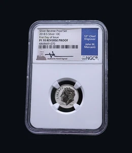 2018-S Silver Reverse Proof Dime Coin PF 70 First Day of Issue NGC Mercanti - Picture 1 of 4