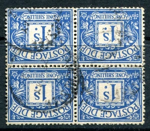 (53) VERY GOOD USED BLOCK 1914 GV 1/- BLUE POSTAGE DUES SIDE/INVT WMK SGD8Wi - Picture 1 of 1