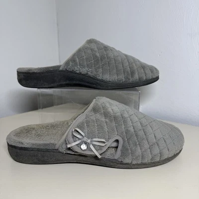 Zapatillas Vionic Para Mujer 11 Adilyn Mule Gris Felpa Suave Acolchado Forradas Ajustables Foto 1 de 4