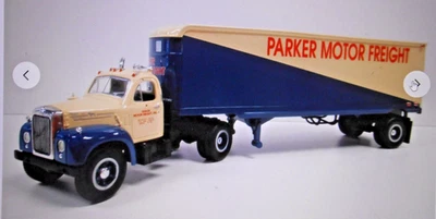 Tractor y remolque First Gear 1960 modelo B-61 Mack con librea de carga Parker Motor Foto 1 de 4