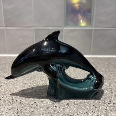 Poole Pottery Blue Glaze Dolphin Ceramic Figurine 17cm x 12cm - Image 1 of 4