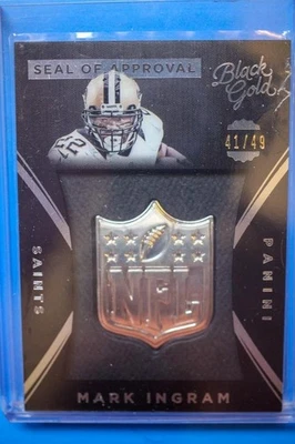 2015 Black Gold Mark Ingram Seal of Approval /49 #SOA-27 SHIELD METAL SILVER - Image 1 of 2