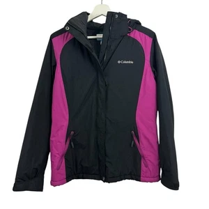 Abrigo impermeable Columbia para mujer negro púrpura intercambio chaqueta esquí talla M - Imagen 1 de 5