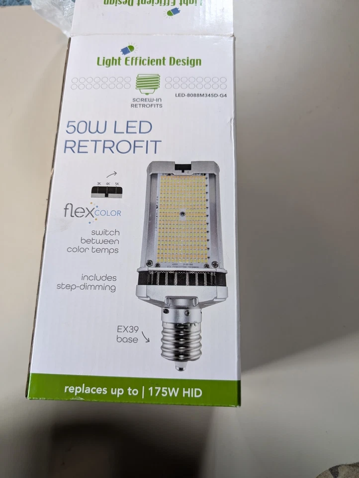 50W Light Efficient LED=175W HID, Mogul Screw (EX39) LED-8088M345D-G4 multi-adj - Image 1 of 3