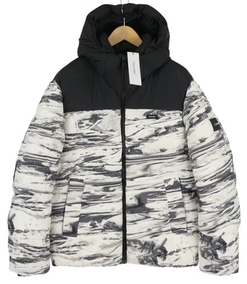 CALVIN KLEIN Crinkle Nylon Color Block Quilt Men Jacket 2XL Patterned RRP325 I - Image 1 of 4