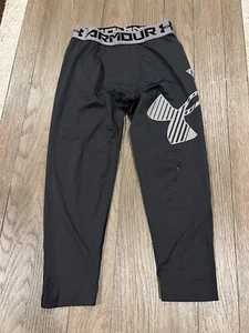 Boys Under Armour Black Running Compression Fitted Pants Tights Large - Picture 1 of 1