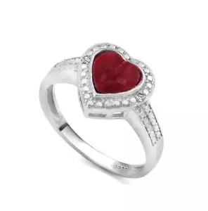 1 1/2 Ct Verbesserter echter Rubin & Diamant Ring Herzschnitt 0,925 Ring Ringe Größe 7 - Bild 1 von 3