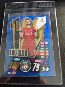 2021 Topps Match Attax Jordan Henderson 100 Club Blue CLU 7 MINT SSP - Picture 1 of 2