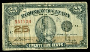 Dominion of Canada DC-24c, 1923 25 Cent Banknote, McCavour Saunders, H 243049 - Picture 1 of 2