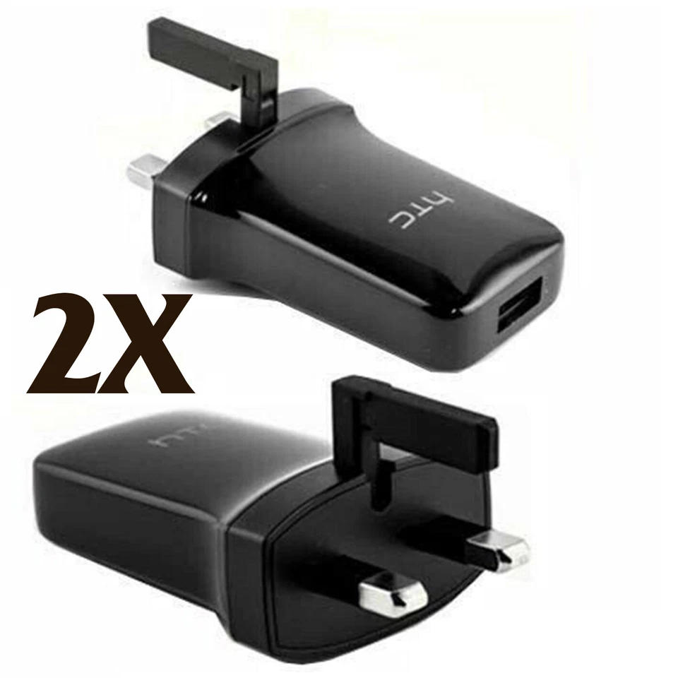 2X 100% Genuine Original HTC Mains USB Charger Adapter - Fast Charging, UK Plug - Image 1 of 1