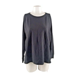NWT $49 Style&Co Athleisure Sweatshirt LARGE(12-14) Black Cotton Pullover Crew - Picture 1 of 12