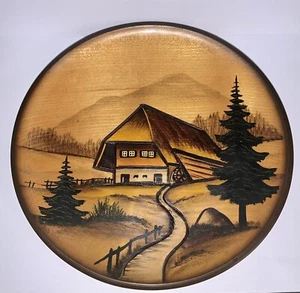 Vintage German Hand-painted Cottage Wooden Plate September 1969 - Picture 1 of 6