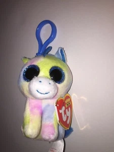 TY BLITZ UNICORN BEANIE BOOS CLIP LLAVE, NUEVO CON ETIQUETA-SUPER LINDO-**EN MANO** - Imagen 1 de 2