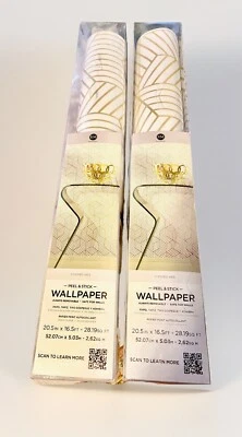 Papel pintado geométrico dorado RoomMates pelar y pegar (2) disponible Foto 1 de 2