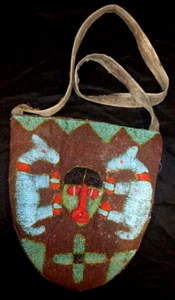 Vintage African Yoruba Shoulder Bag Beaded Figural Art beautiful app. 12"x14" - Picture 1 of 5